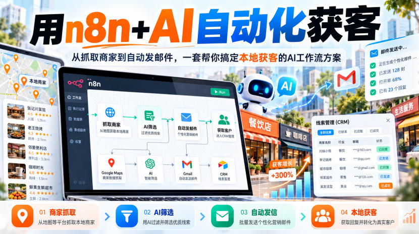 n8n 本地获客:抓 Google Maps 商家,AI 筛完自动发邮件