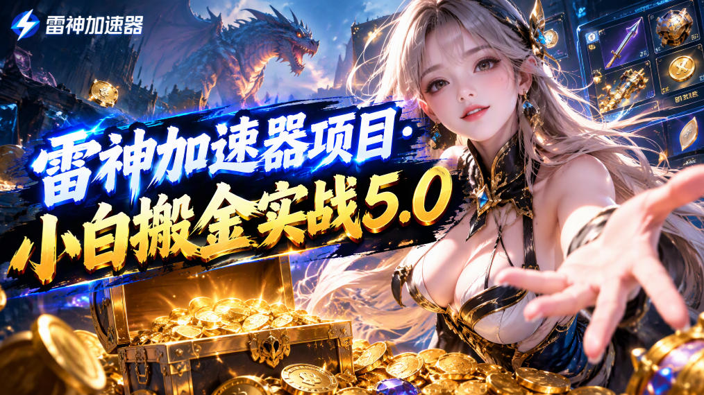 雷神加速器项目·小白搬金实战5.0，抖音W播100-150r，小白入局一天也能几十元