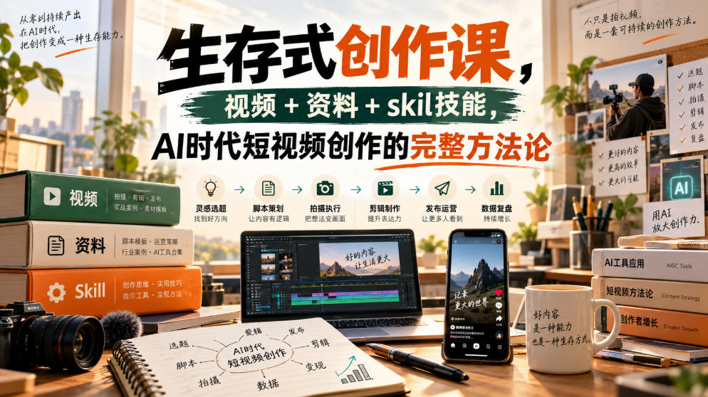 生存式创作课:AI短视频从选题到成片的六步方法