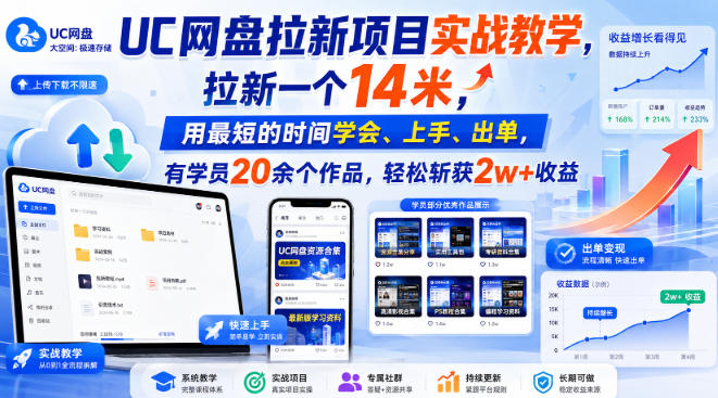 UC网盘拉新怎么做:抖音快手B站引流与4天训练营