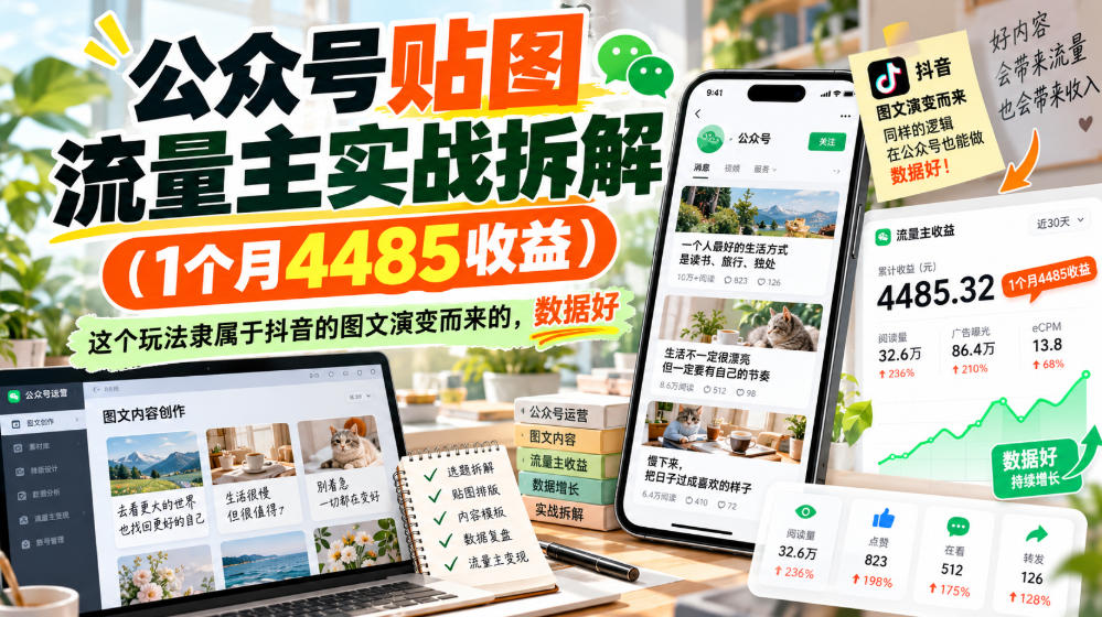 公众号贴图流量主玩法:不垂直做杂货铺,1 个月 4485