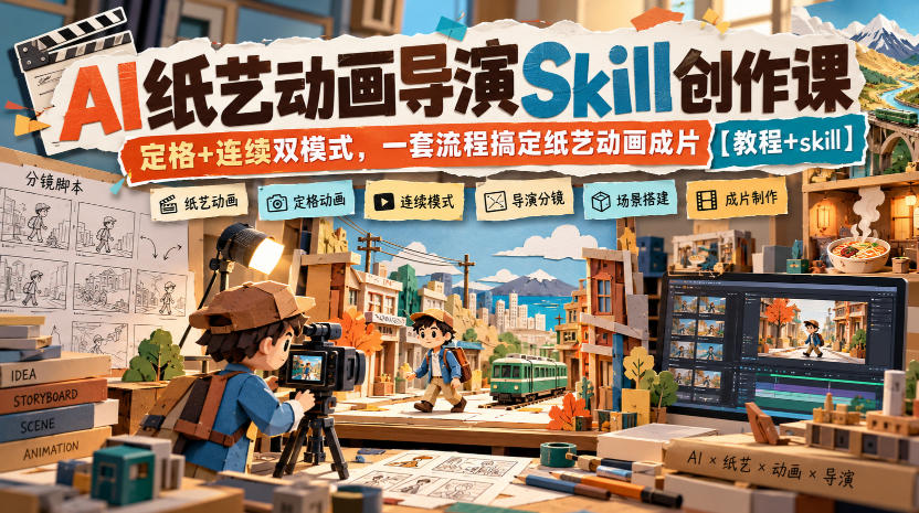 AI 纸艺动画 Skill 课:定格与连续双模式,含提示词流程