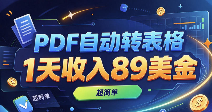 PDF 转表格赚美金:社群实战教程,一天 89 美元